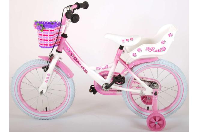 Volare Rose Kinderfahrrad - Mädchen - 16 Zoll - Pink Weiß - 95% zusammengebaut