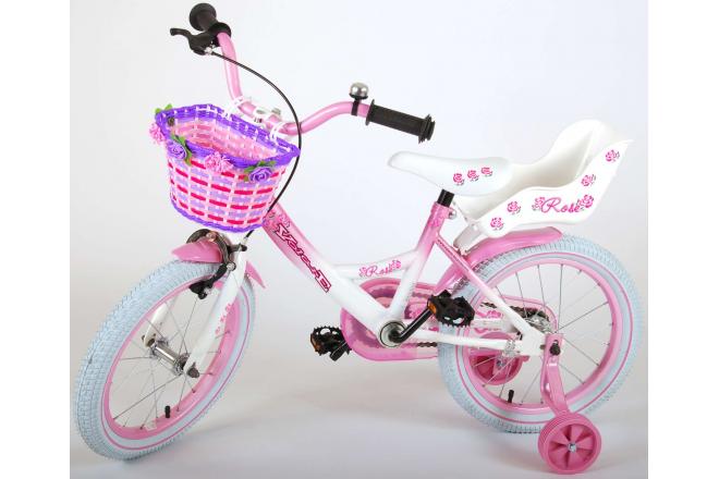 Volare Rose Kinderfahrrad - Mädchen - 16 Zoll - Pink Weiß - 95% zusammengebaut