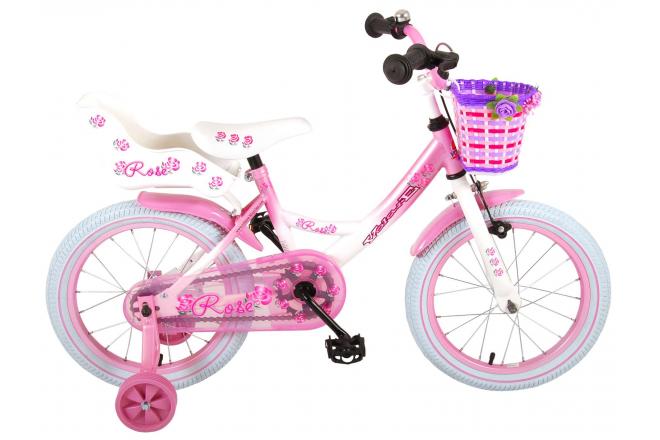 Volare Rose Kinderfahrrad - Mädchen - 16 Zoll - Pink Weiß - 95% zusammengebaut