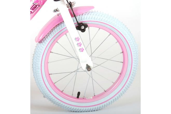 Volare Rose Kinderfahrrad - Mädchen - 16 Zoll - Pink Weiß - 95% zusammengebaut