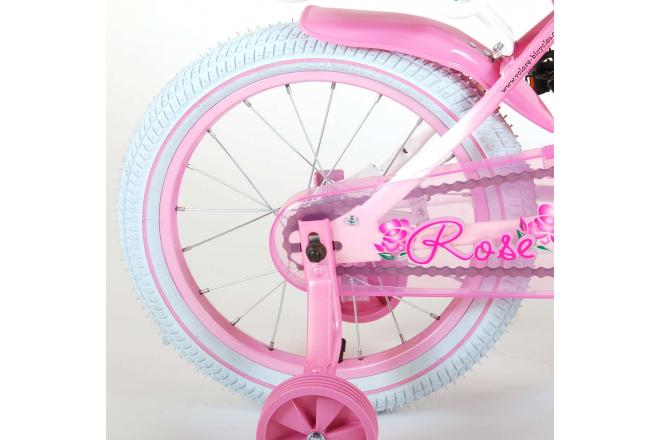 Volare Rose Kinderfahrrad - Mädchen - 16 Zoll - Pink Weiß - 95% zusammengebaut