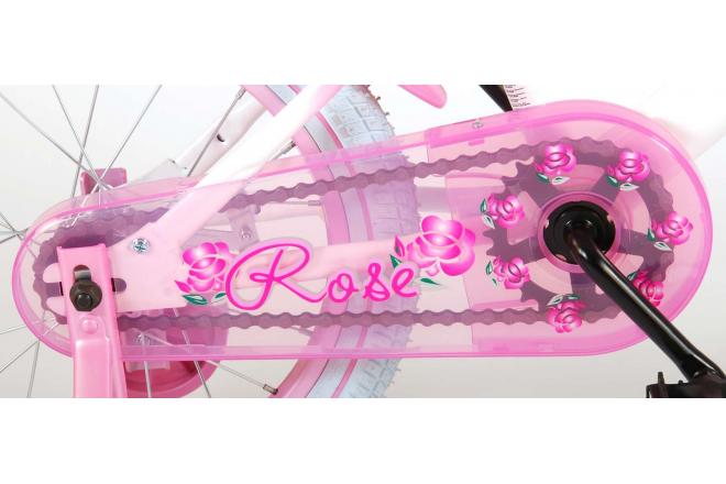 Volare Rose Kinderfahrrad - Mädchen - 16 Zoll - Pink Weiß - 95% zusammengebaut