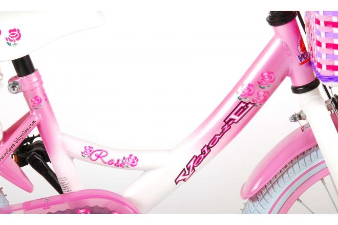 Volare Rose Kinderfahrrad - Mädchen - 16 Zoll - Pink Weiß - 95% zusammengebaut