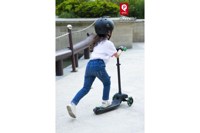 QPlay Future Roller - Jungen und Mädchen - Schwarz mit Grün - Led Lighting