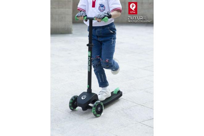 QPlay Future Roller - Jungen und Mädchen - Schwarz mit Grün - Led Lighting