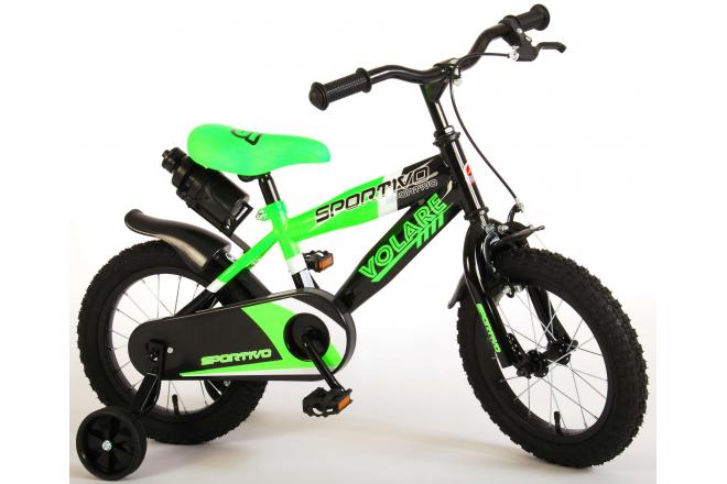 Volare Sportivo Kinderfahrrad - Jungen - 14 Zoll - Neongrün Schwarz - 95% zusammengebaut