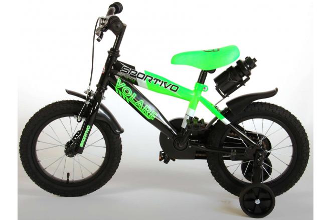 Volare Sportivo Kinderfahrrad - Jungen - 14 Zoll - Neongrün Schwarz - 95% zusammengebaut