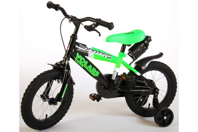 Volare Sportivo Kinderfahrrad - Jungen - 14 Zoll - Neongrün Schwarz - 95% zusammengebaut