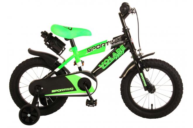 Volare Sportivo Kinderfahrrad - Jungen - 14 Zoll - Neongrün Schwarz - 95% zusammengebaut