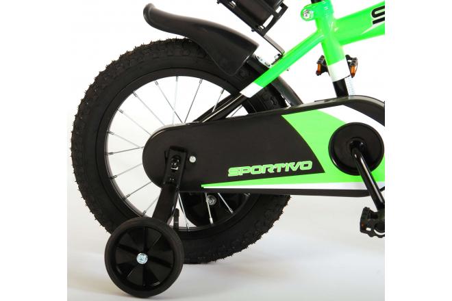 Volare Sportivo Kinderfahrrad - Jungen - 14 Zoll - Neongrün Schwarz - 95% zusammengebaut