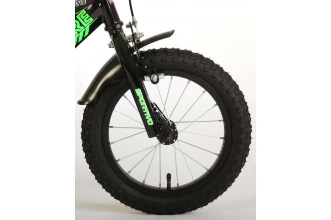 Volare Sportivo Kinderfahrrad - Jungen - 14 Zoll - Neongrün Schwarz - 95% zusammengebaut