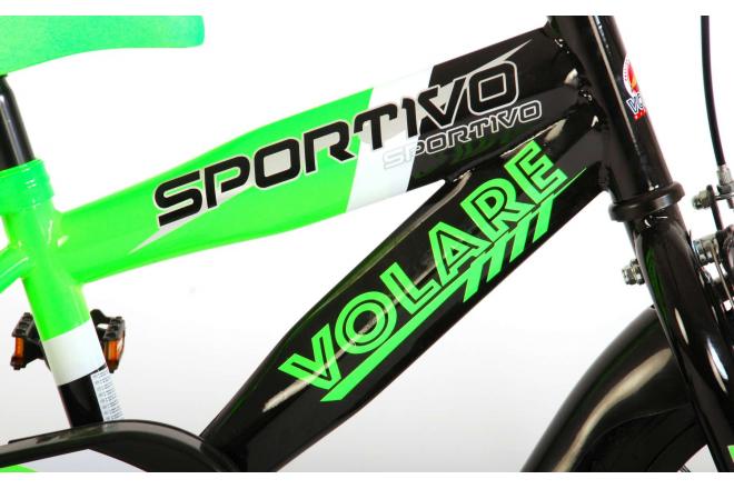 Volare Sportivo Kinderfahrrad - Jungen - 14 Zoll - Neongrün Schwarz - 95% zusammengebaut