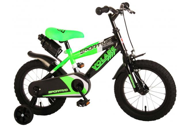 Volare Sportivo Kinderfahrrad - Jungen - 14 Zoll - Neongrün Schwarz - 95% zusammengebaut