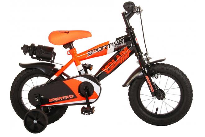Volare Sportivo Kinderfahrrad - Jungen - 12 Zoll - Neon Orange Schwarz - 95% zusammengebaut