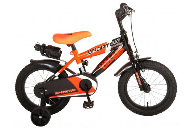 Volare Sportivo Kinderfahrrad - Jungen - 14 Zoll - Neon Orange Schwarz - 95% zusammengebaut