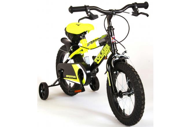 Volare Sportivo Kinderfahrrad - Jungen - 14 Zoll - Neon Gelb Schwarz - Zwei Handbremsen - 95% zusammengebaut