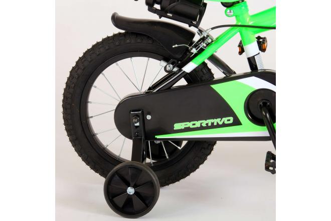 Volare Sportivo Kinderfahrrad - Jungen - 14 Zoll - Neongrün Schwarz - Zwei Handbremsen - 95% zusammengebaut