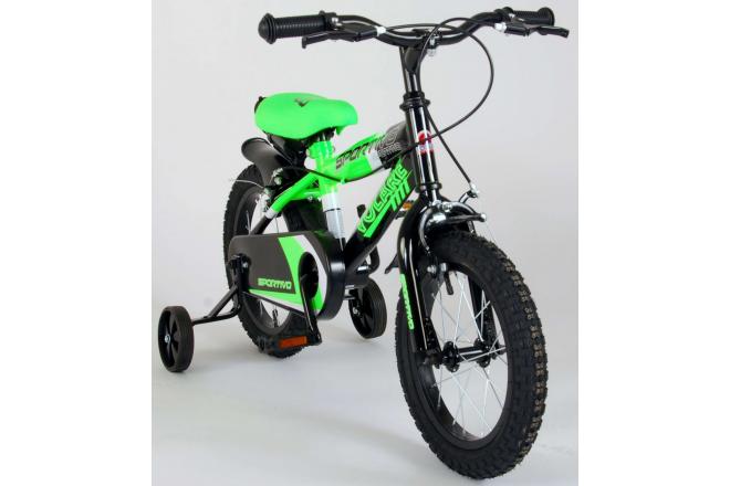 Volare Sportivo Kinderfahrrad - Jungen - 14 Zoll - Neongrün Schwarz - Zwei Handbremsen - 95% zusammengebaut