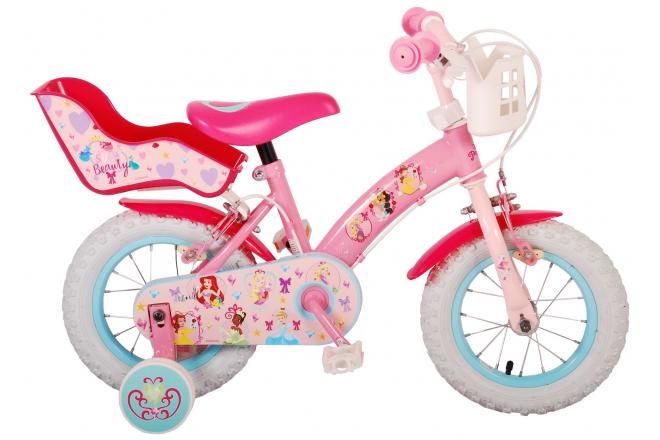 Disney Princess Kinderfahrrad - Mädchen - 12 Zoll - Rosa - Puppensitz - Zwei Handbremsen