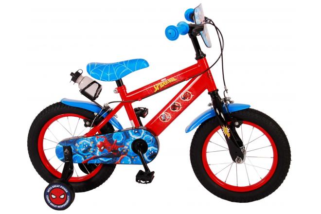 Spider-Man Kidsbike - Jungen - 14 Zoll - Rot Blau - Zwei Handbremsen