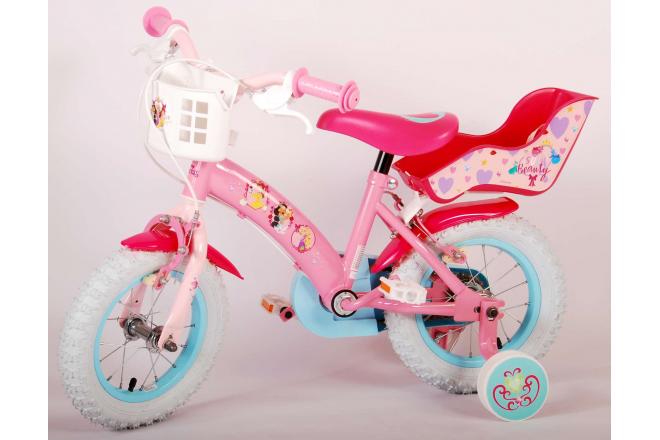 Disney Princess Kinderfahrrad - Mädchen - 12 Zoll - Rosa - Puppensitz - Zwei Handbremsen