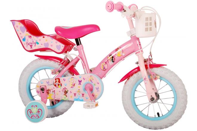 Disney Princess Kinderfahrrad - Mädchen - 12 Zoll - Rosa - Puppensitz - Zwei Handbremsen