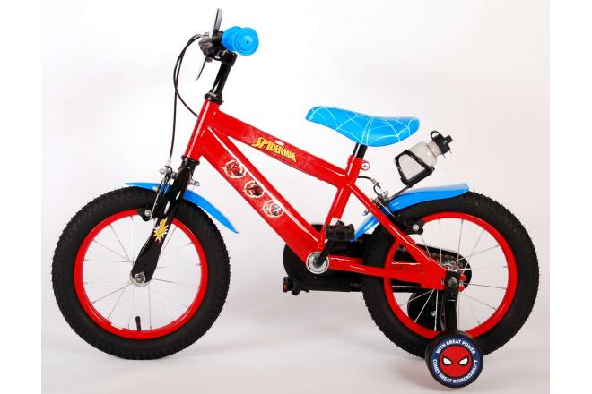 Spider-Man Kidsbike - Jungen - 14 Zoll - Rot Blau - Zwei Handbremsen