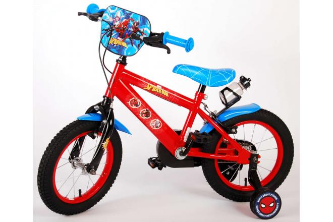 Spider-Man Kidsbike - Jungen - 14 Zoll - Rot Blau - Zwei Handbremsen
