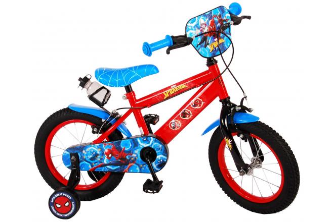 Spider-Man Kidsbike - Jungen - 14 Zoll - Rot Blau - Zwei Handbremsen