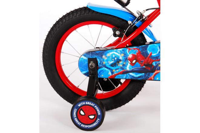 Spider-Man Kidsbike - Jungen - 14 Zoll - Rot Blau - Zwei Handbremsen