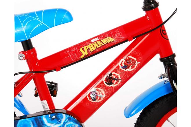 Spider-Man Kidsbike - Jungen - 14 Zoll - Rot Blau - Zwei Handbremsen