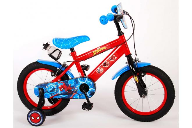 Spider-Man Kidsbike - Jungen - 14 Zoll - Rot Blau - Zwei Handbremsen