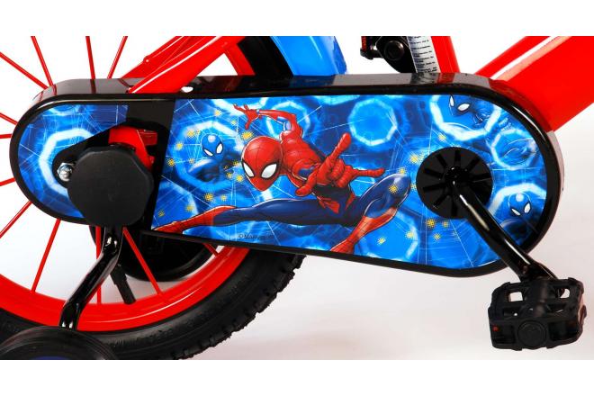 Spider-Man Kinderfahrrad - Jungen - 14 Zoll - Rot Blau - Zwei Handbremsen