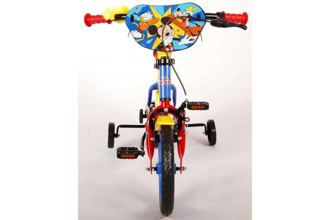 Disney Mickey Kinderfahrrad - Jungen und Mädchen - 12 Zoll - Rot Blau - Vorwärts- und Rückwärtspedalsystem