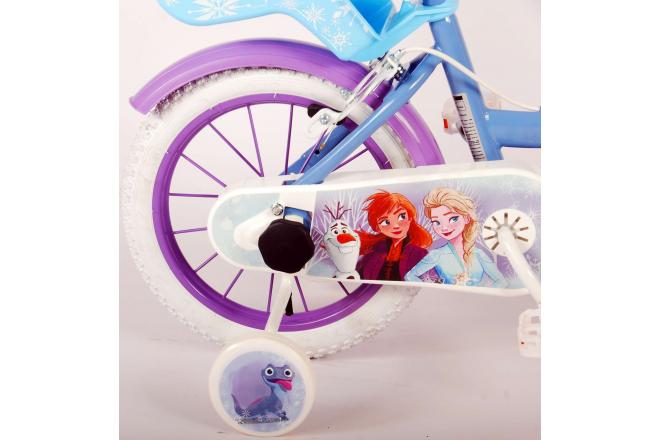Disney Frozen 2 Kinderfahrrad - Mädchen - 14 Zoll - Blau / Lila - 2 Handbremsen