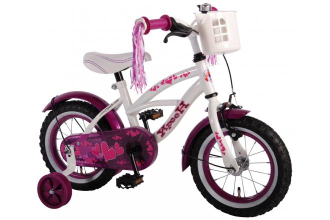 Volare Heart Cruiser Kinderfahrrad - Mädchen - 12 Zoll - Weiß Lila