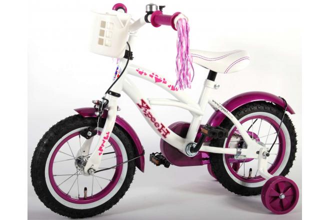 Volare Heart Cruiser Kinderfahrrad - Mädchen - 12 Zoll - Weiß Lila