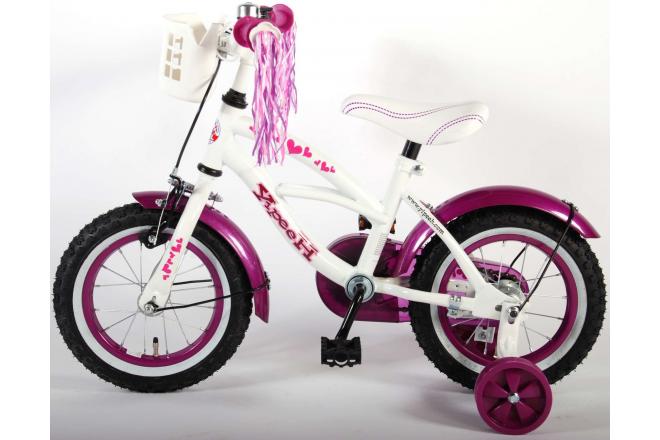 Volare Heart Cruiser Kinderfahrrad - Mädchen - 12 Zoll - Weiß Lila