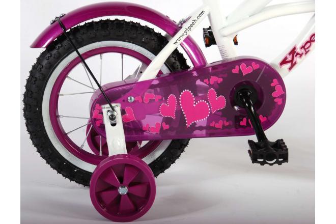 Volare Heart Cruiser Kinderfahrrad - Mädchen - 12 Zoll - Weiß Lila