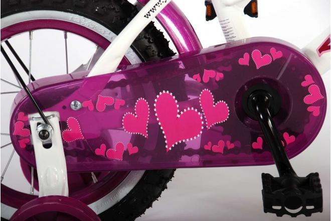 Volare Heart Cruiser Kinderfahrrad - Mädchen - 12 Zoll - Weiß Lila