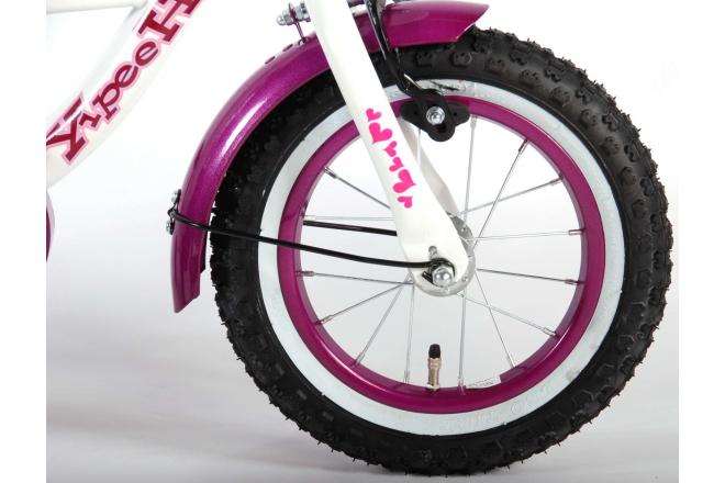 Volare Heart Cruiser Kinderfahrrad - Mädchen - 12 Zoll - Weiß Lila