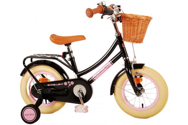 Volare Excellent Kinderfahrrad - Mädchen - 12 Zoll - Schwarz