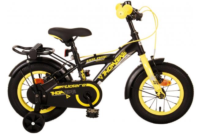 Volare Thombike Kinderfahrrad - Jungen - 12 Zoll - Schwarz Gelb - Zweihandbremsen