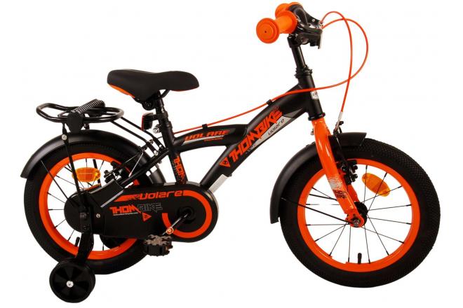 Volare Thombike Kinderfahrrad - Jungen - 14 Zoll - Schwarz Orange - Zweihandbremsen