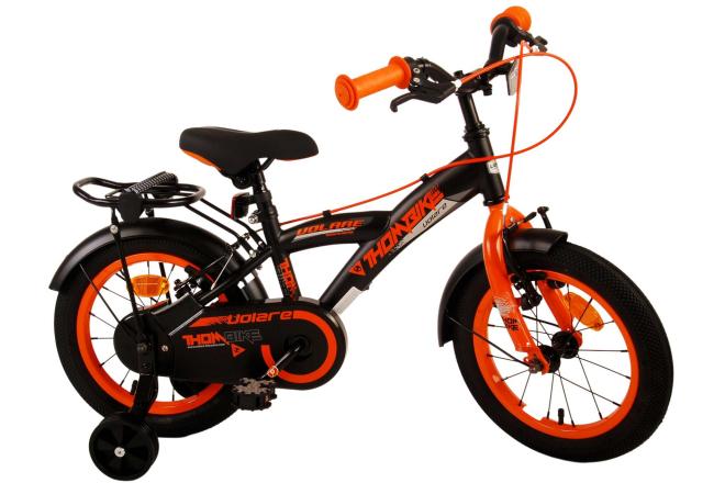 Volare Thombike Kinderfahrrad - Jungen - 14 Zoll - Schwarz Orange - Zweihandbremsen