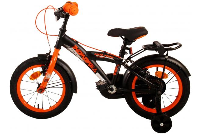 Volare Thombike Kinderfahrrad - Jungen - 14 Zoll - Schwarz Orange - Zweihandbremsen