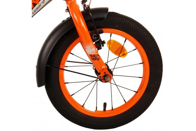 Volare Thombike Kinderfahrrad - Jungen - 14 Zoll - Schwarz Orange - Zweihandbremsen