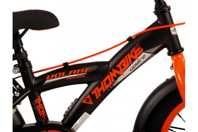 Volare Thombike Kinderfahrrad - Jungen - 14 Zoll - Schwarz Orange - Zweihandbremsen