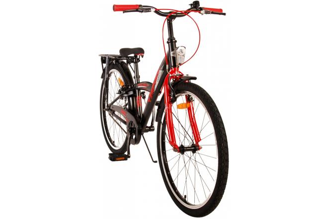 Volare Thombike Kinderfahrrad - Jungen - 24 Zoll - Schwarz Rot - Zweihandbremsen