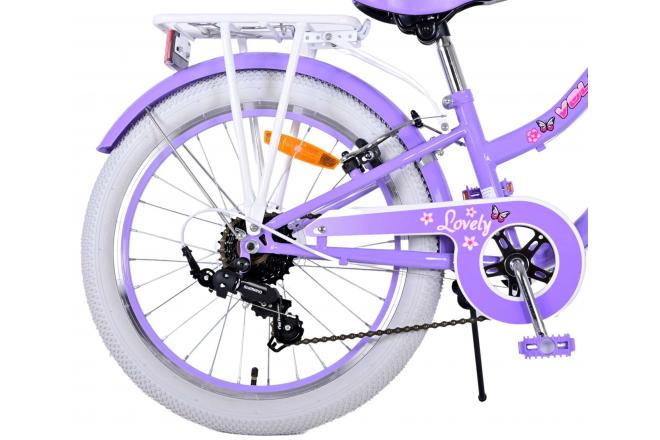 Volare Lovely Kinderfahrrad - Mädchen - 20 Zoll - Lila - 6 Gänge